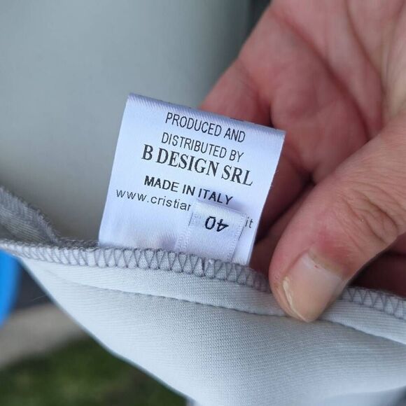 Cristiano Burani Sleeveless Knit Fit and Flare w/ Hardcore Pleats Grey Dress. Si - Picture 9 of 10